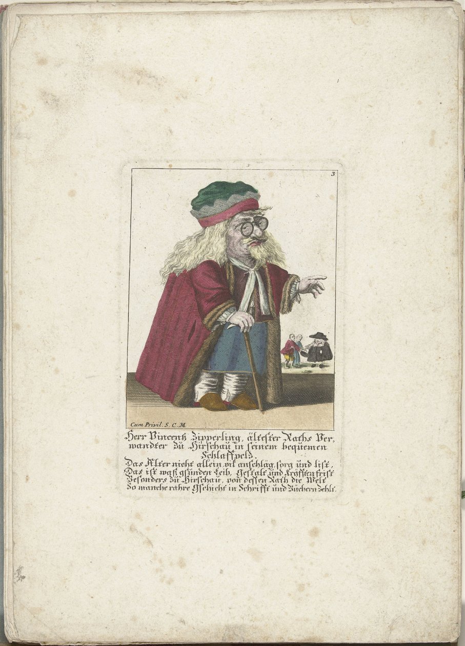 Der Zwerg Vincentz Zipperling in einem Pelzmantel, ca. 1710 von Martin Engelbrecht (attributed to)