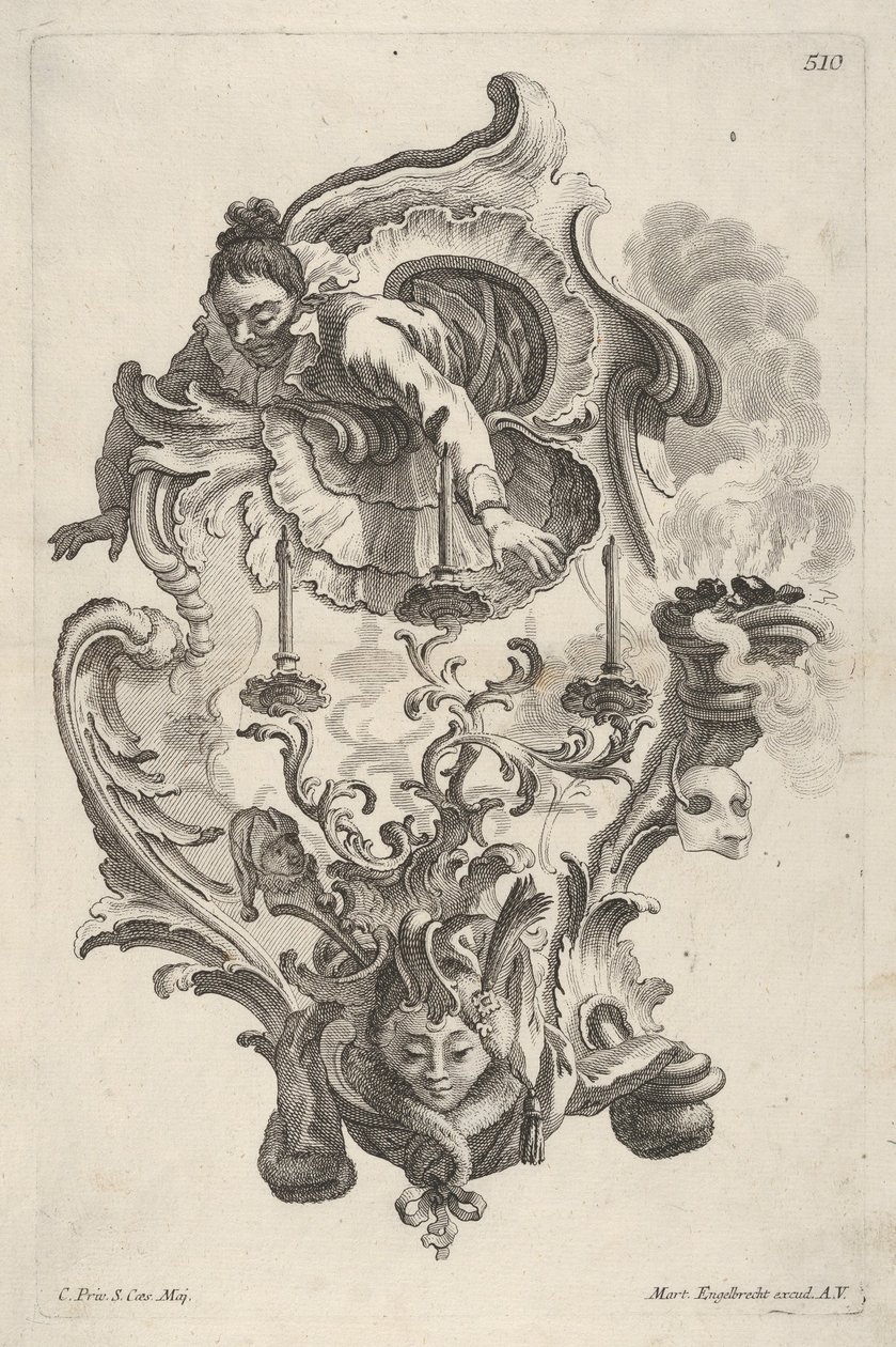 Wandleuchter, der den Winter darstellt (ca. 1730-56) von Martin Engelbrecht