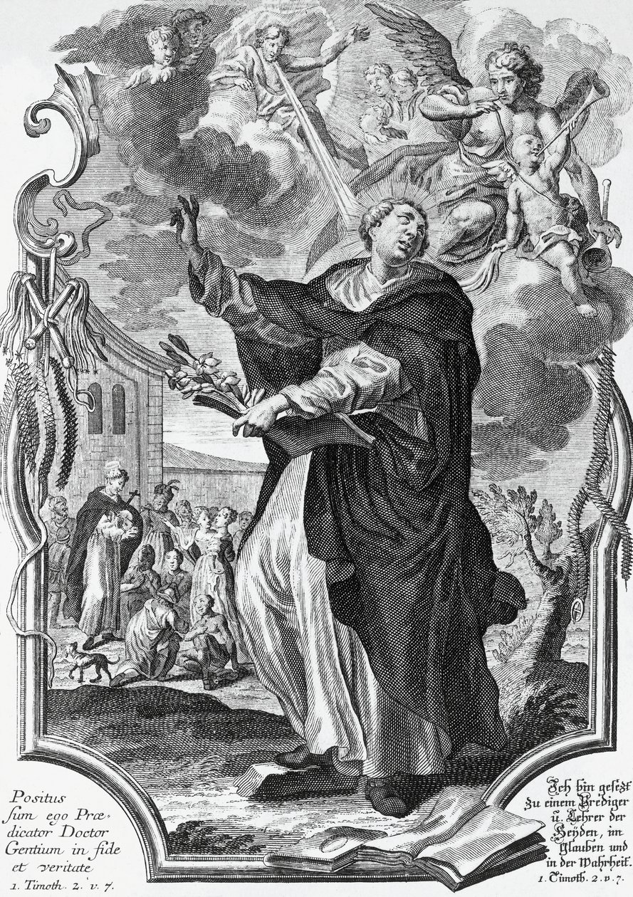 Vinzenz Ferrer (1350-1419), spanischer Dominikaner, Kupferstich von Martin Engelbrecht (1684-1756) von Martin Engelbrecht