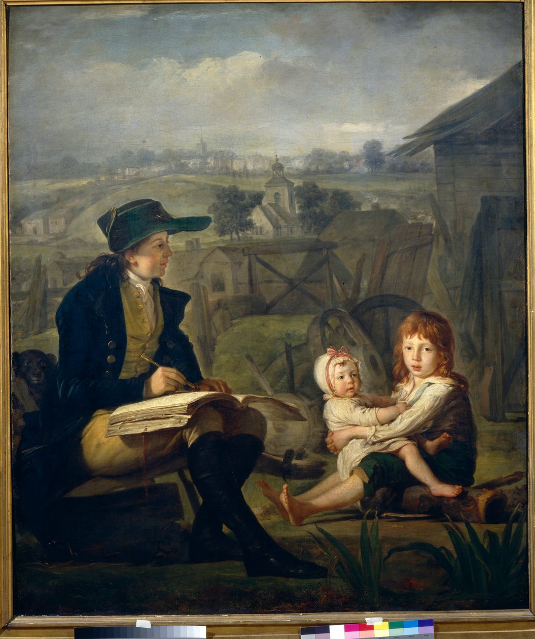 Werther zeichnet Kinder, Illustration aus dem Roman "Die Leiden des jungen Werthers" von Johann Wolfgang von Goethe von Martin Ferdinand Quadal