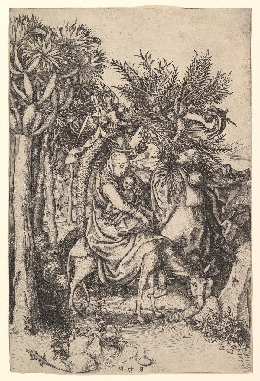 Ruhe auf der Flucht nach Ägypten von Martin Schongauer