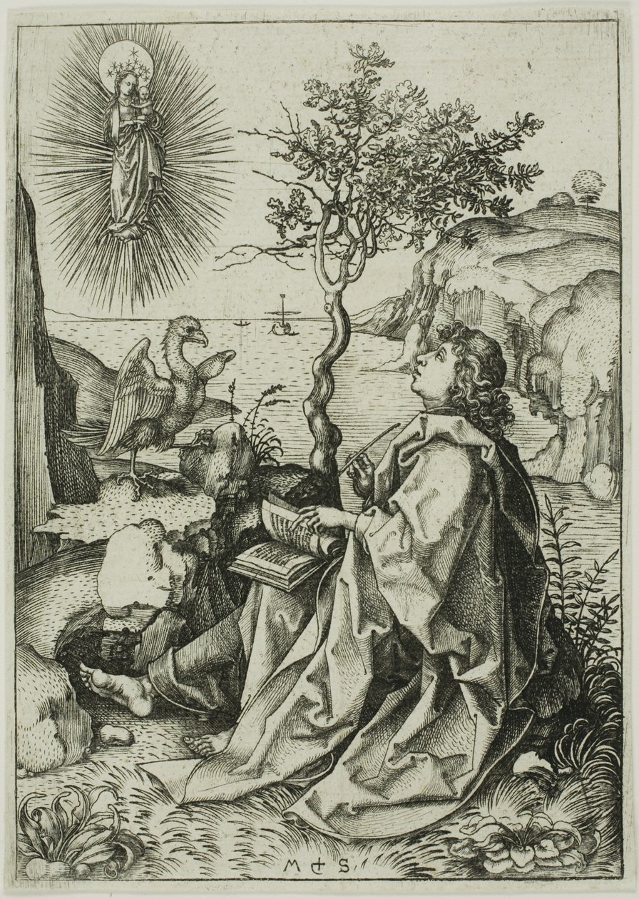 St. Johannes der Evangelist auf Patmos von Martin Schongauer