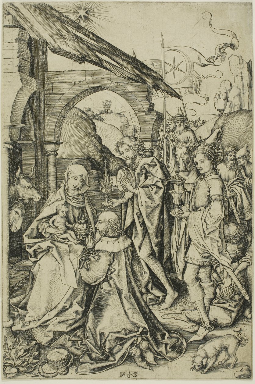 Die Anbetung der Könige, aus dem Leben Christi von Martin Schongauer