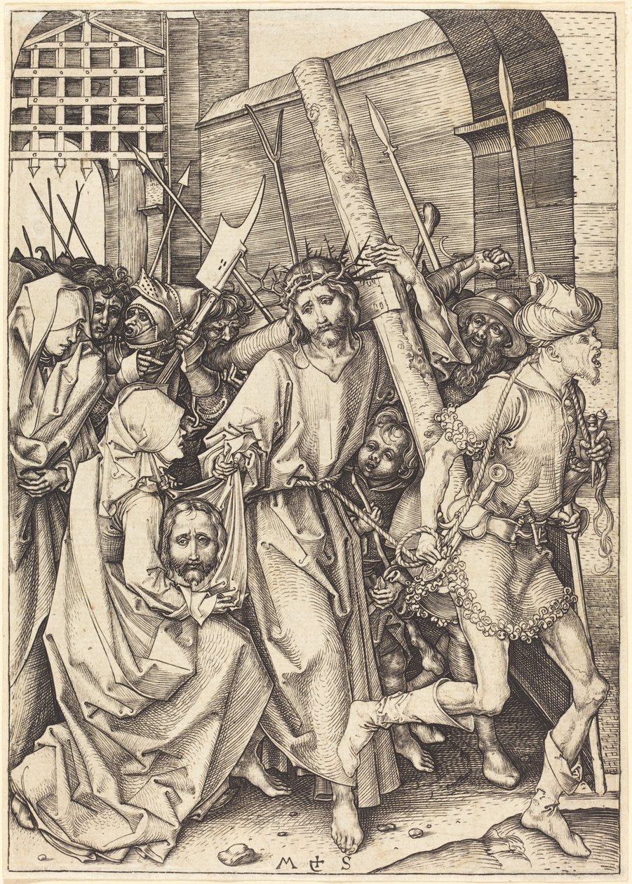 Das Tragen des Kreuzes mit der heiligen Veronika von Martin Schongauer