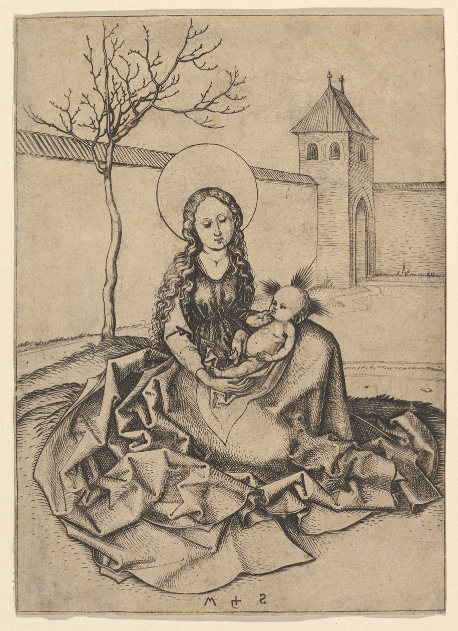 Die Madonna und das Kind im Hof, ca. 1435-1491 von Martin Schongauer