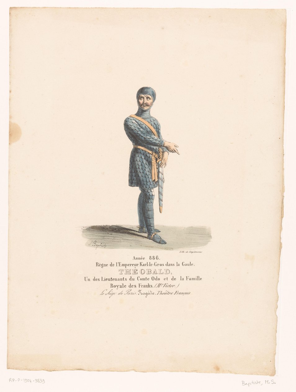 Kostüm von Ritter Théobald aus der Tragödie Le Siège de Paris von Martin Sylvestre Baptiste