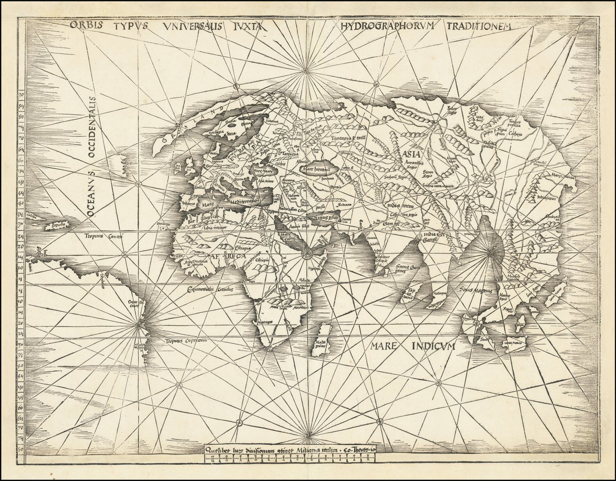1513 Karte - Orbis Typus Universalis Iuxta Hydrographorum Traditionem von Martin Waldseemuller