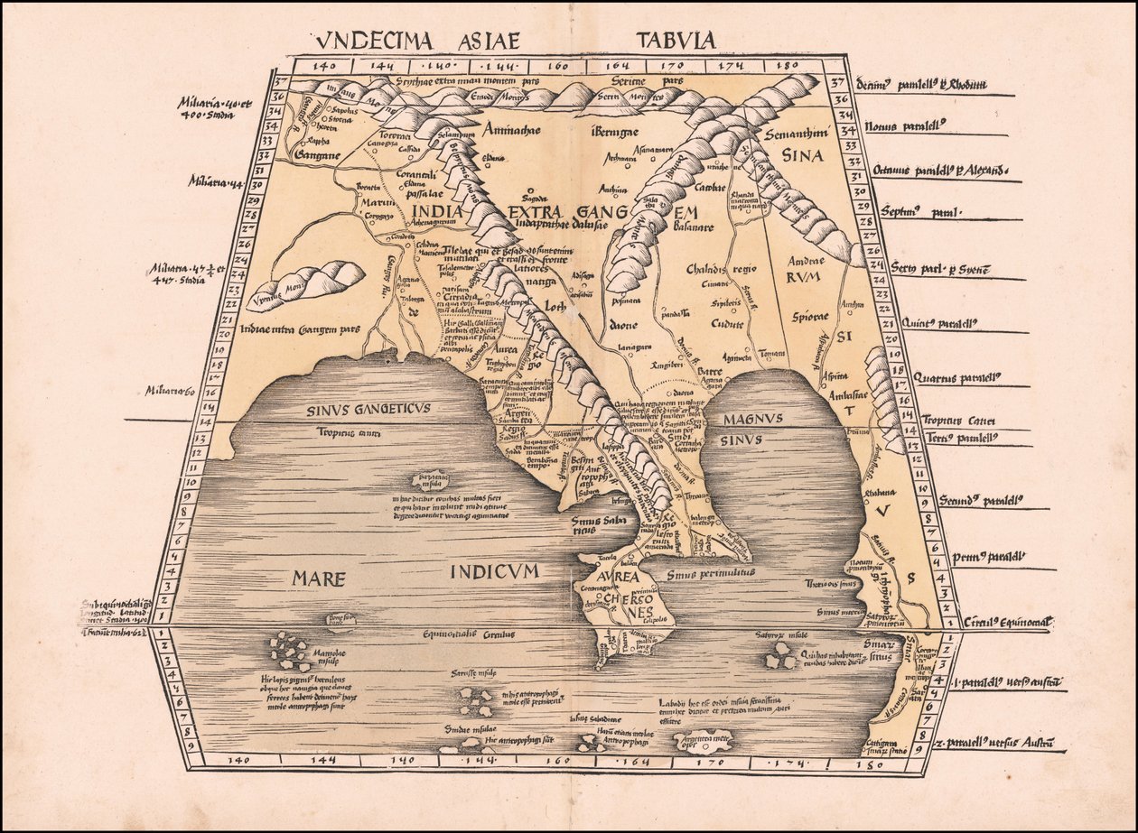 Karte von Südostasien, China und Indien von Martin Waldseemüller, 1513 von Martin Waldseemuller