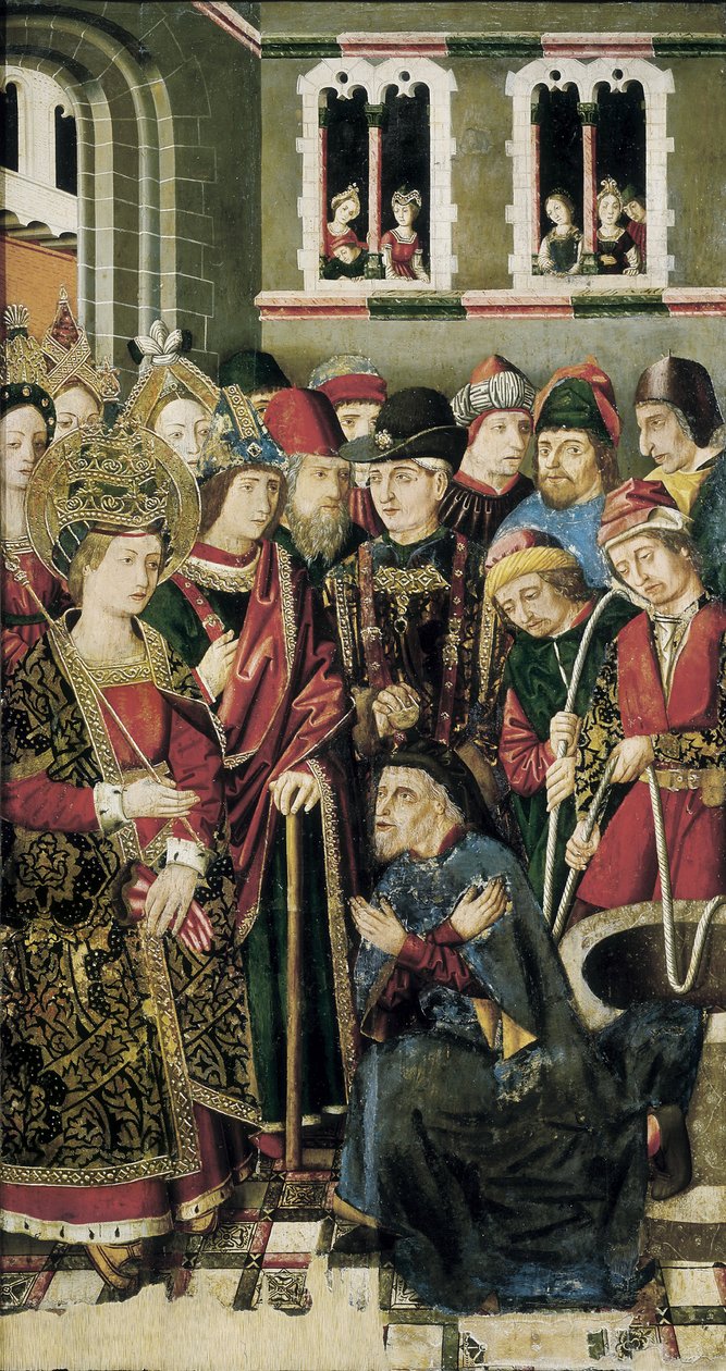 Heilige Helena fragt Judas den Juden, wo das wahre Kreuz ist von Martín Bernat and Miguel Jiménez