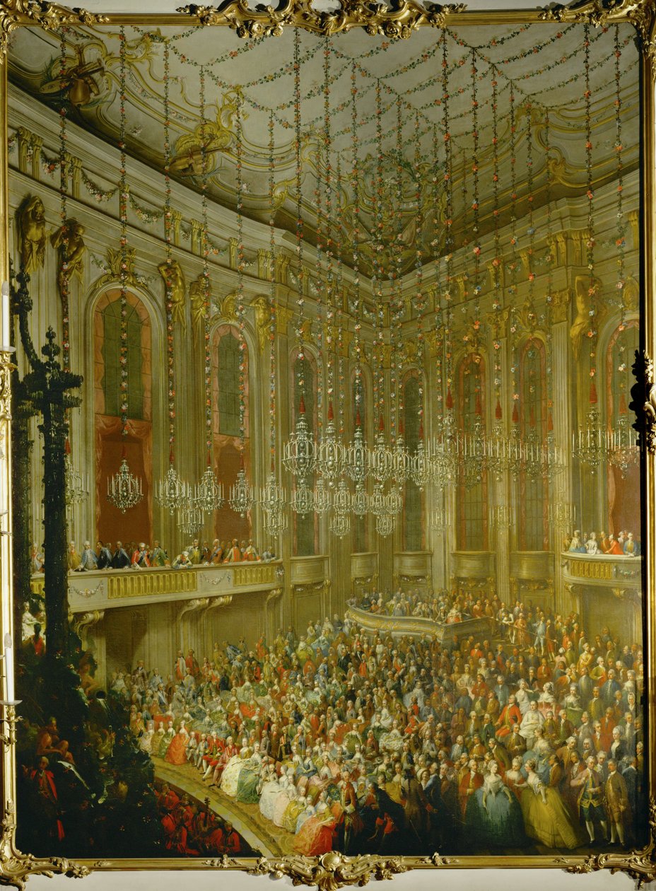 Hochzeitskonzert für Kaiser Joseph II. und Isabella von Parma; Serenade im Redoutensaal der Wiener Hofburg von Martin van Mytens or Meytens