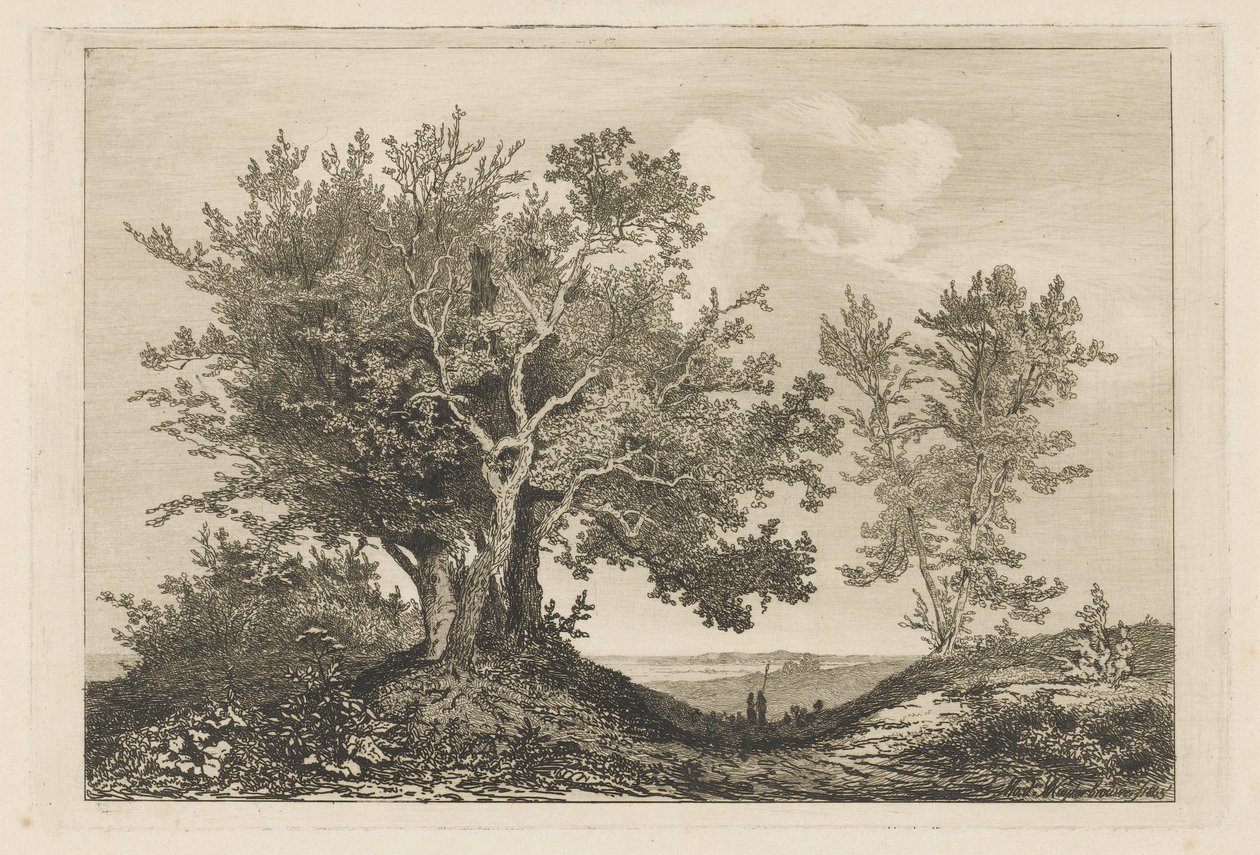 Landweg zwischen zwei Baumgruppen von Martinus Antonius Kuytenbrouwer jr.