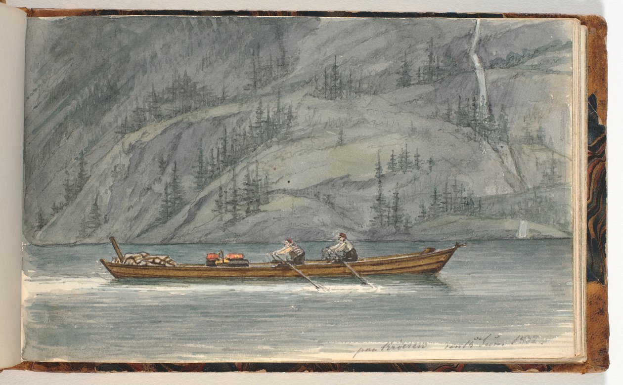 Fjordlandschaft mit Ruderboot. Krøderen, Norwegen von Martinus Rørbye