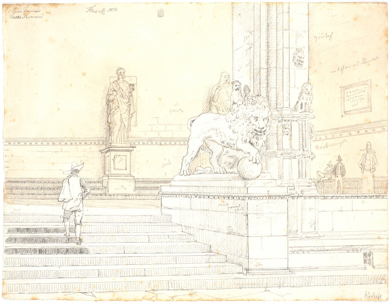 Die Treppe zur Loggia dei Lanzi, Florenz von Martinus Rørbye