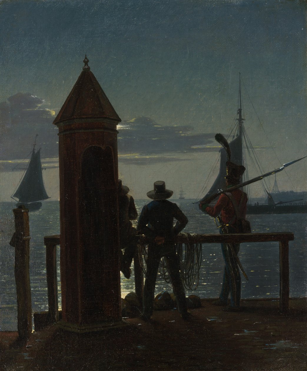 Blick von den Zitadellenwällen in Kopenhagen bei Mondlicht, 1839 von Martinus Rørbye