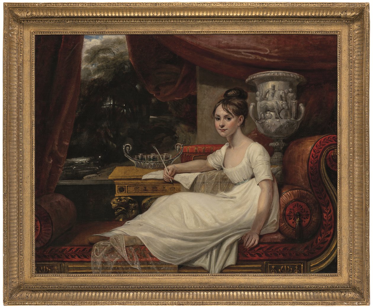 Porträt von Eleanor Anne Porden, Lady Franklin (1795-1825), auf einer Chaiselongue von Mary Ann Flaxman