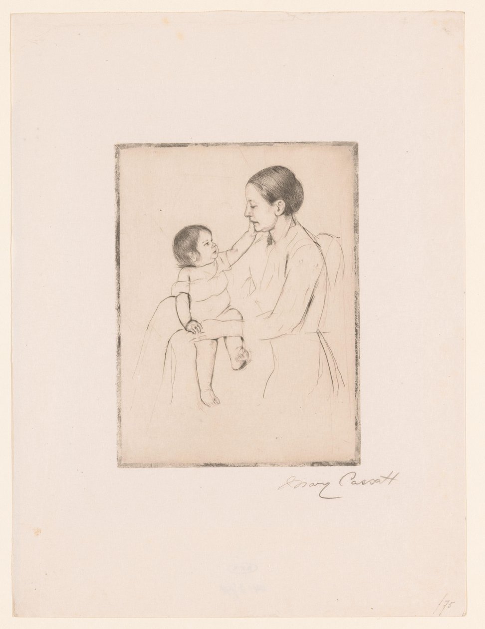 Die Liebkosung von Mary Cassatt (signed by artist)