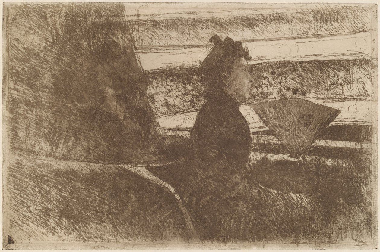 Dame in Schwarz, in einer Loge, nach rechts gewandt, ca. 1880 von Mary Cassatt