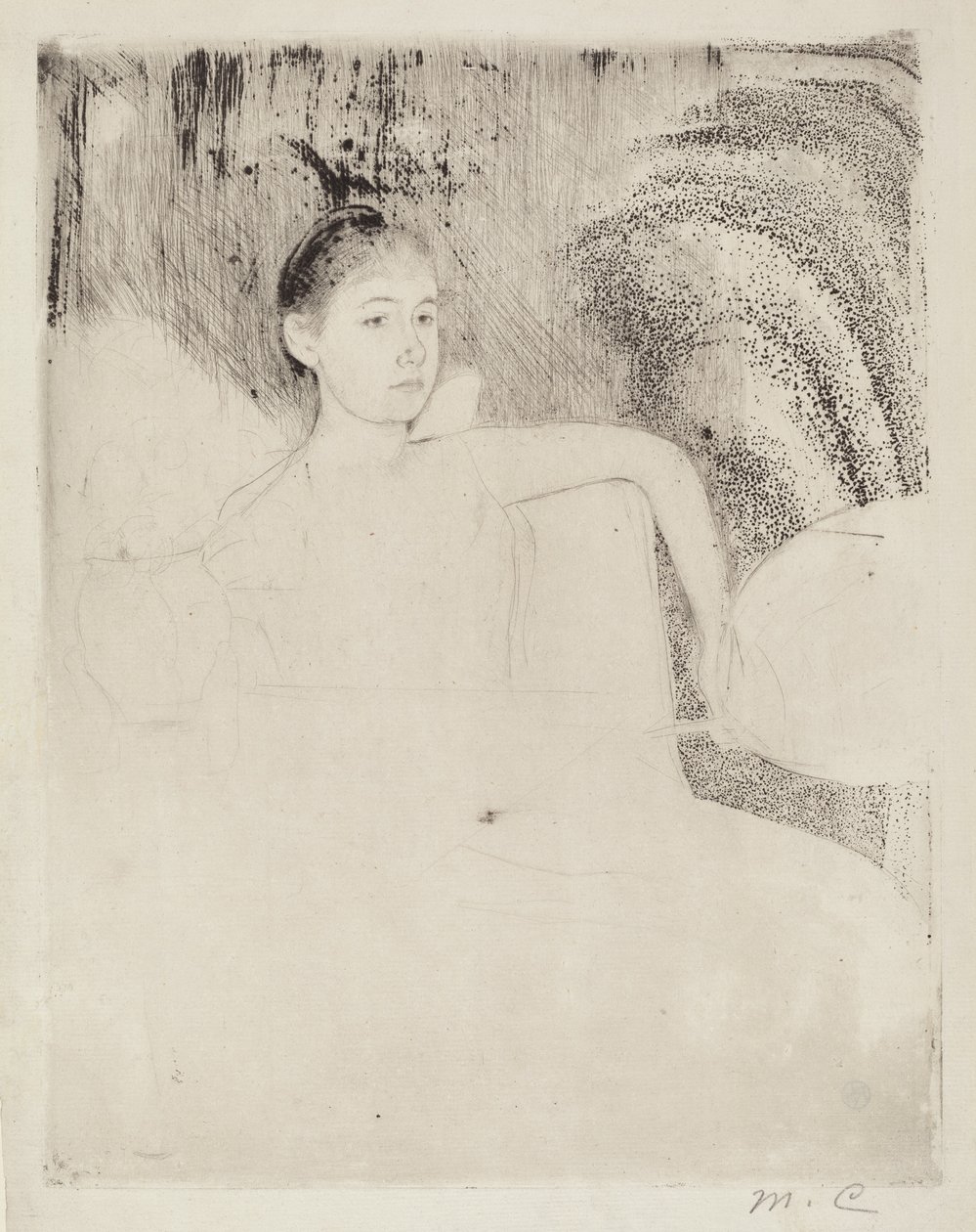 Mimi mit einem japanischen Fächer von Mary Cassatt