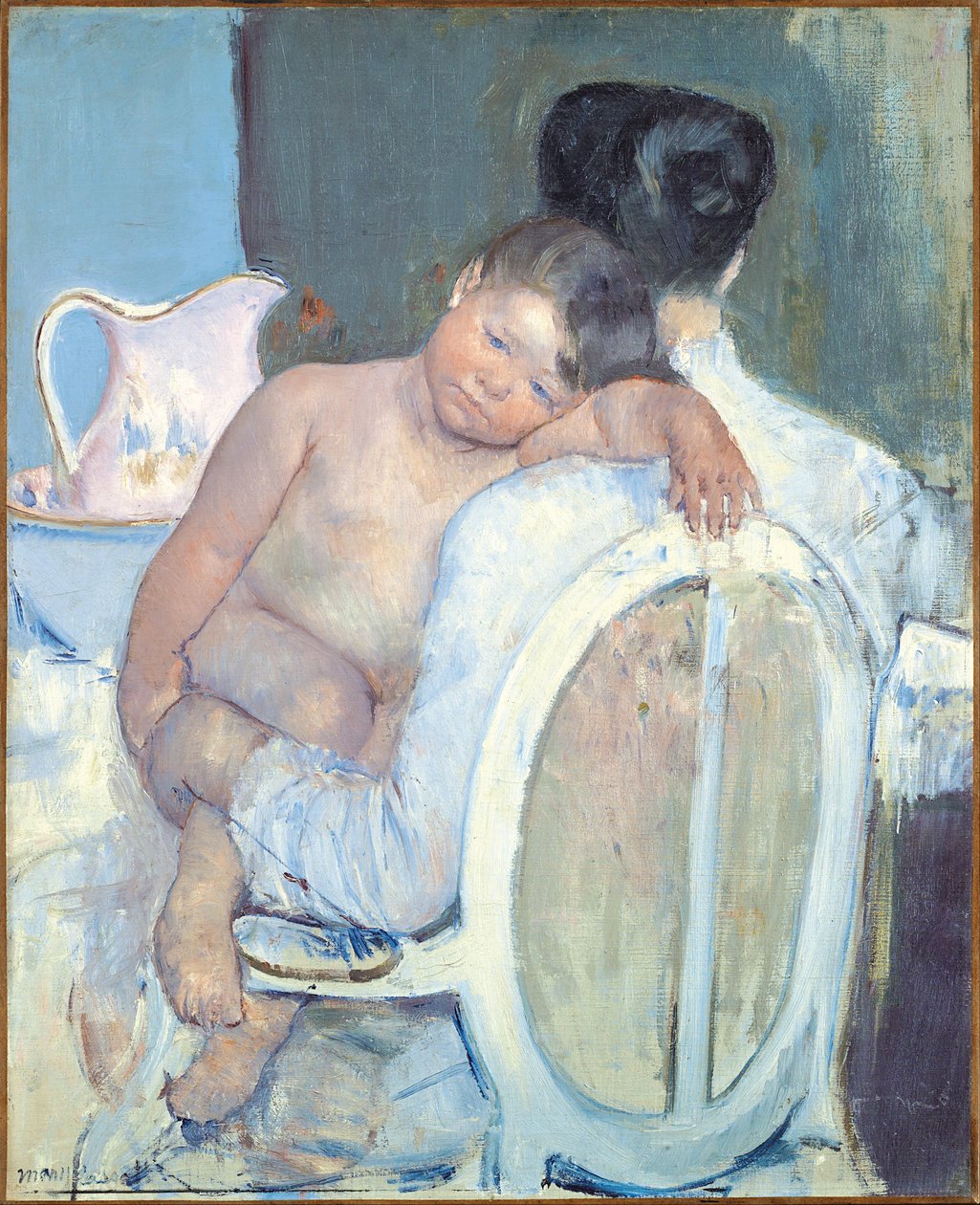 Frau sitzt mit einem Kind in den Armen von Mary Cassatt