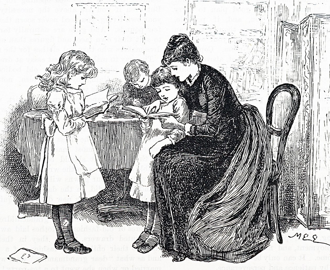Kinder werden von ihrer Mutter vorgelesen von Mary Ellen Edwards