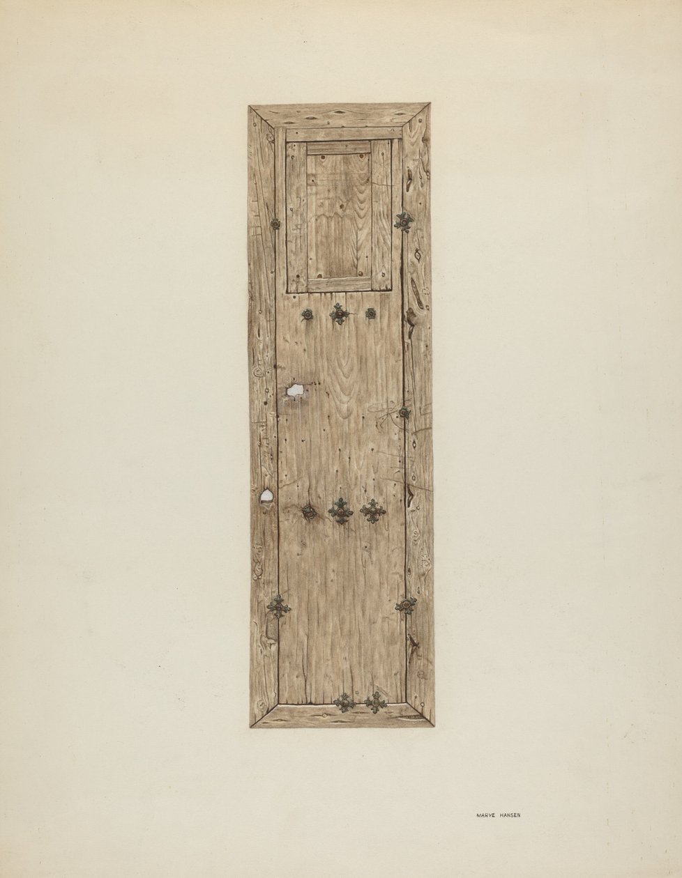 Kupferbeschlagene Tür, eines von einem Paar, ca. 1939 von Mary Hansen