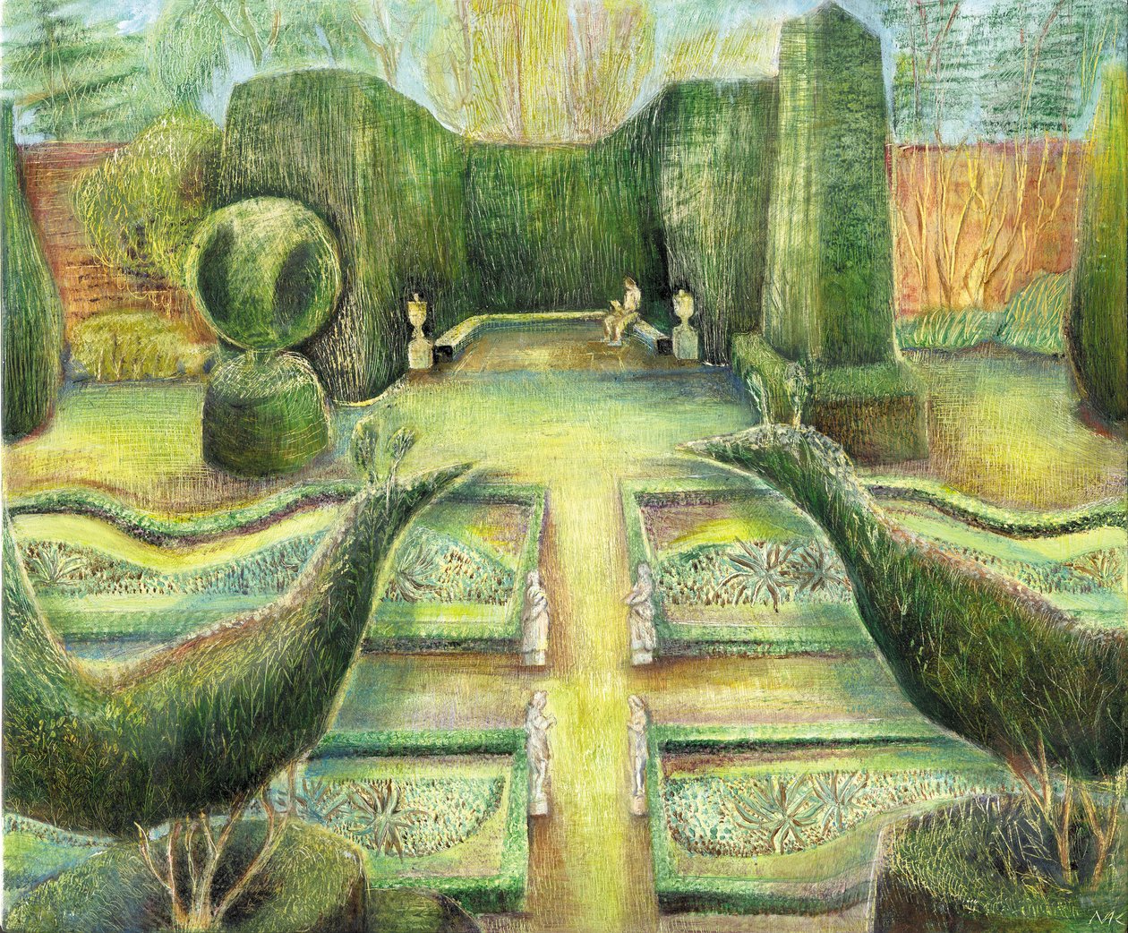 Der Lange Garten, Cliveden, Vögel, 2002 von Mary Kuper