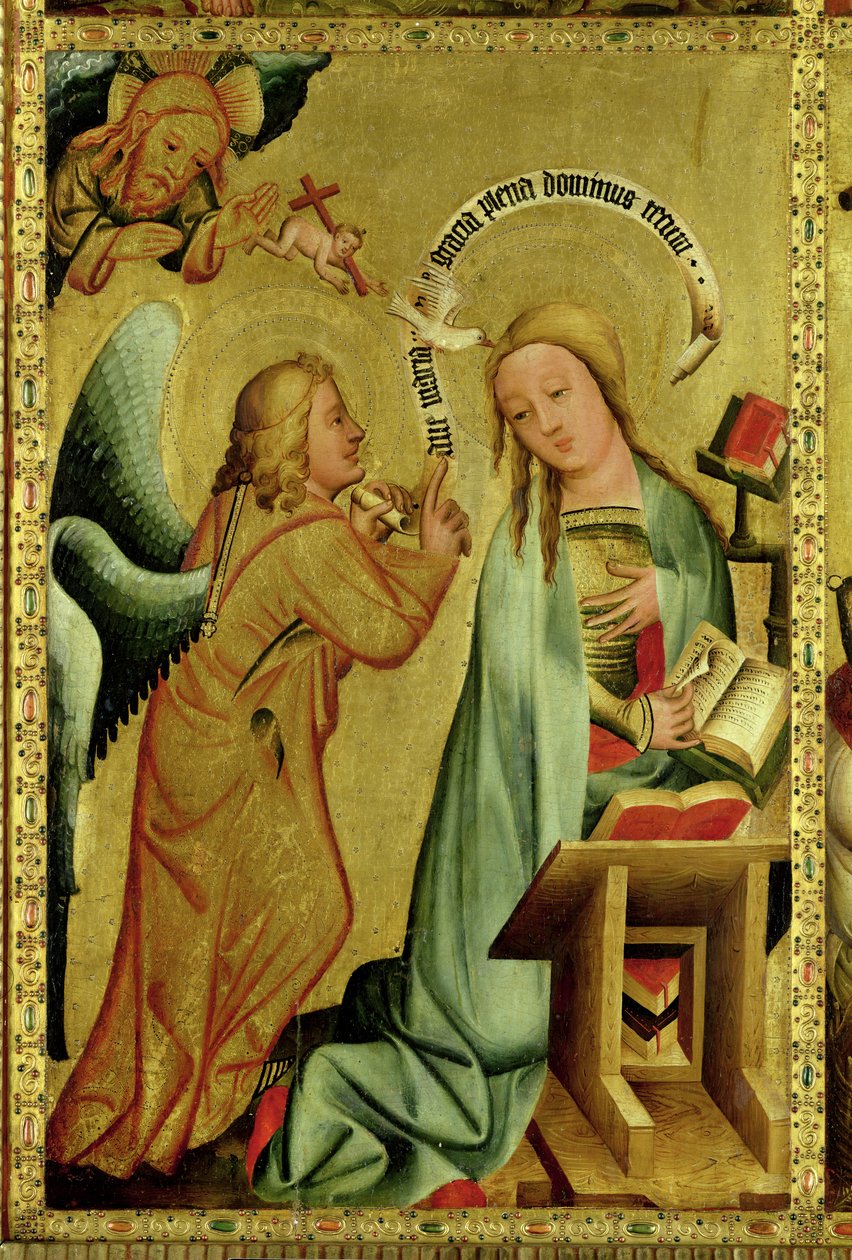 Die Verkündigung vom Hochaltar von St. Peter in Hamburg, der Grabower Altar, 1383 von Master Bertram of Minden