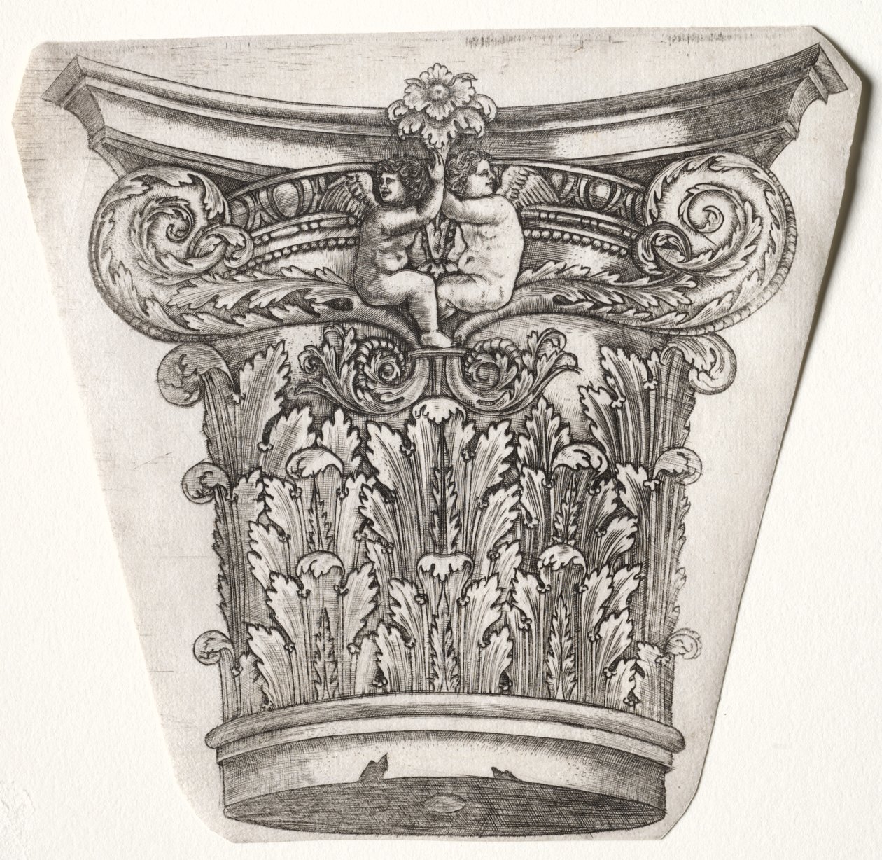 Basis und Kapitell mit Putti, ca. 1525-1550 von Master G. A. with the man