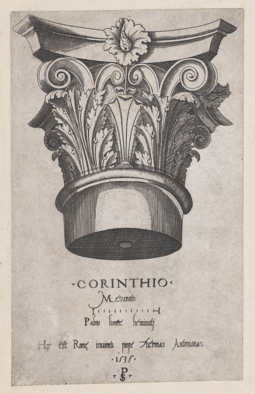 Speculum Romanae Magnificentiae: Korinthisches Kapitell, 1535 von Master PS