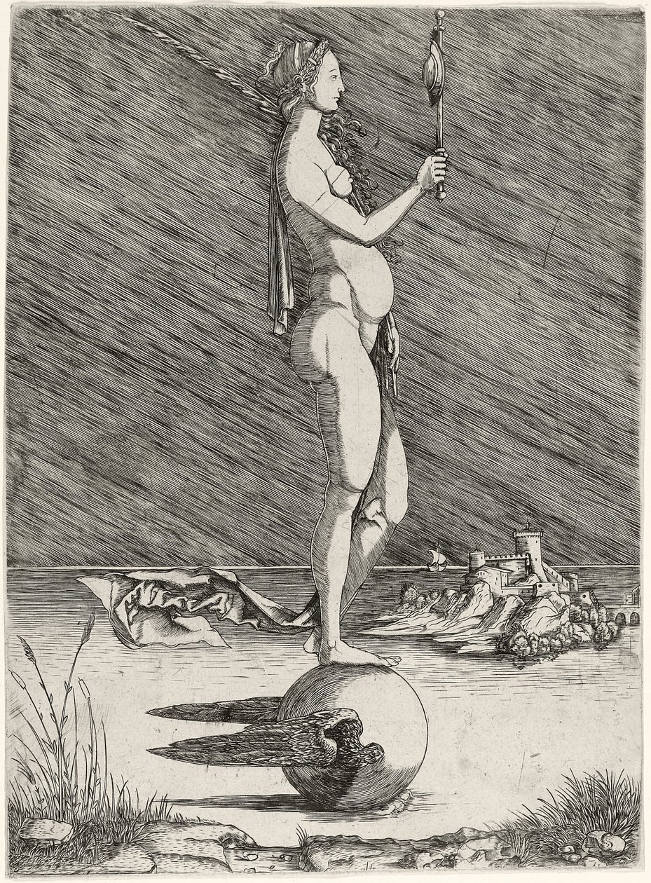 Fortuna segelt auf einer geflügelten Kugel von Master of 1515