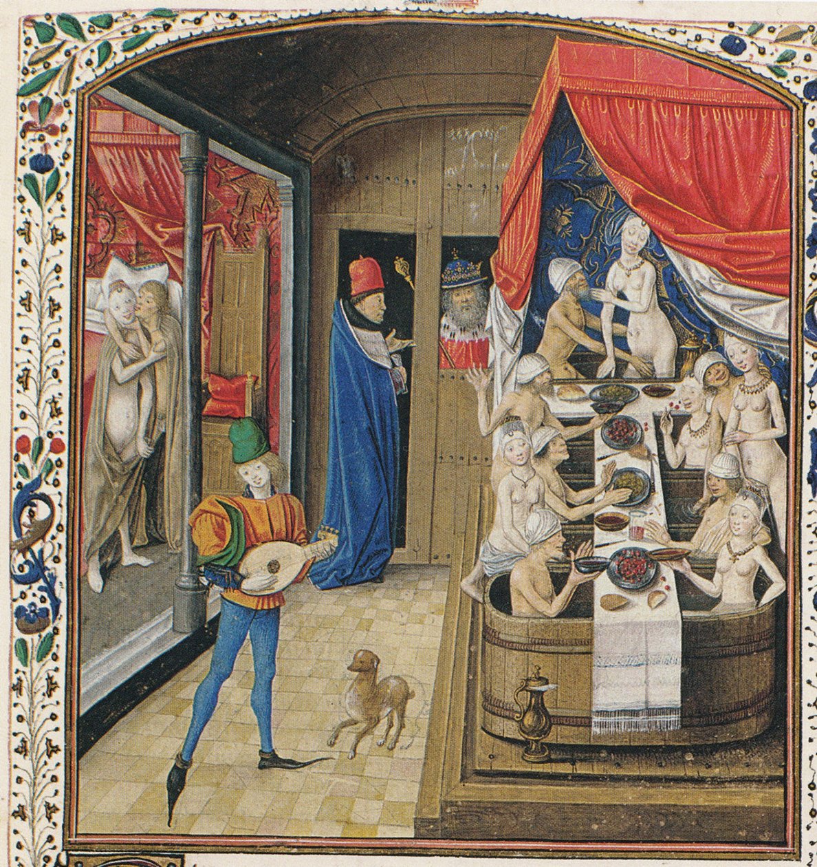 Ein Badehaus. Aus Facta et dicta memorabilia von Valerius Maximus, ca. 1470 von Master of Anthony of Burgundy