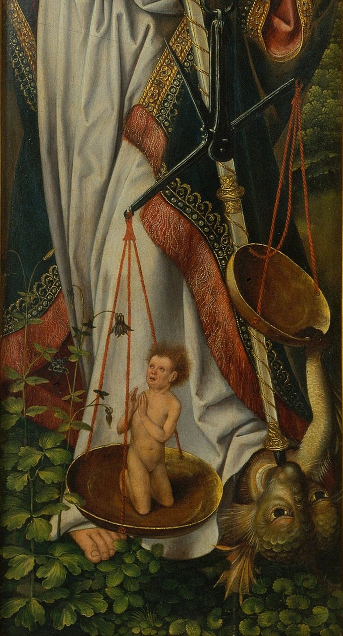 Triptychon der Taufe Christi (Detail) von Master of Frankfurt