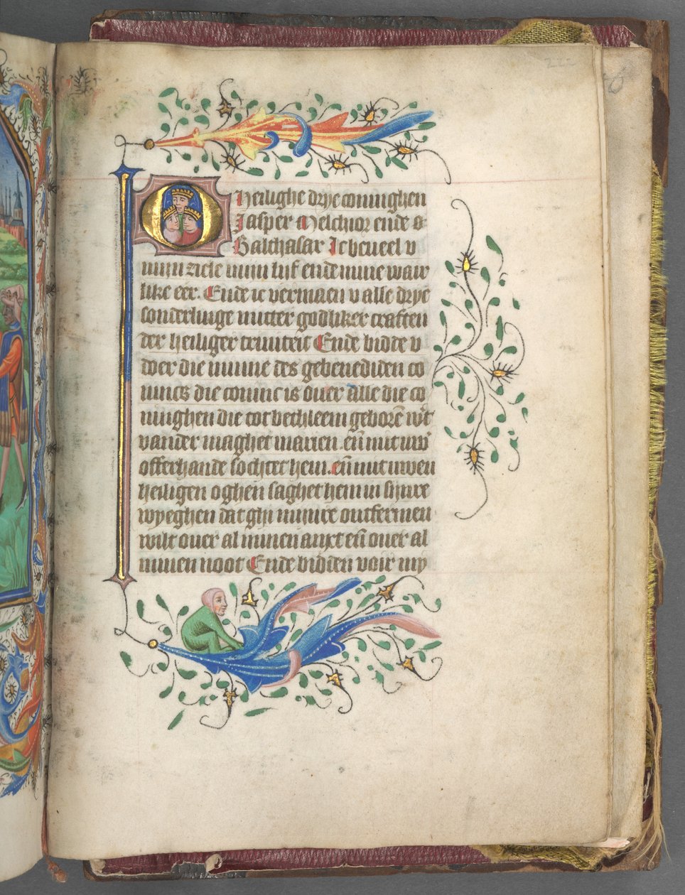 Stundenbuch Gebrauch von Utrecht: fol. 222r, Initiale mit den drei Königen, um 1460-1465 von Master of Gijsbrecht van Brederode