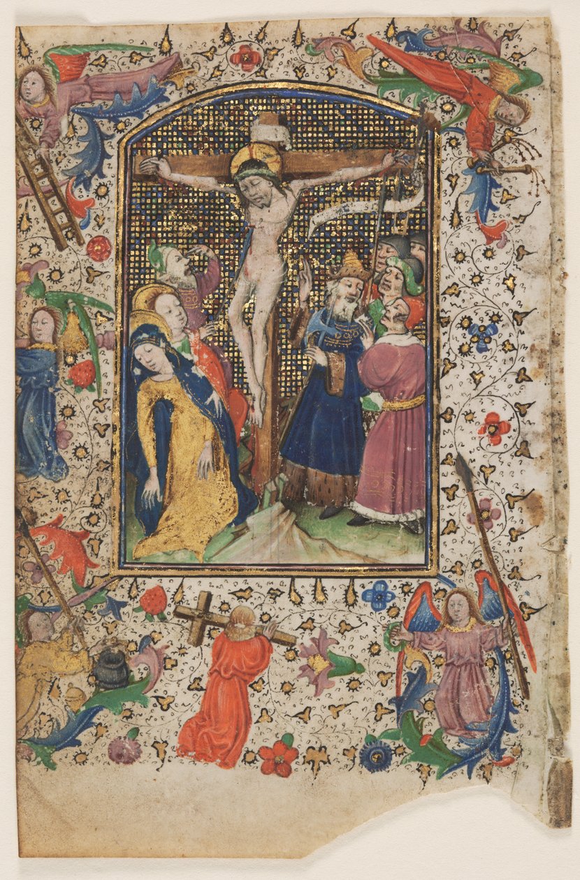 Blatt aus einem Stundenbuch: Die Kreuzigung, 1430er von Master of Guillebert de Mets