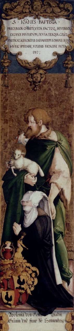 Der heilige Johannes der Täufer mit der Stifterin Apollonia von Henneberg von Master of Messkirch