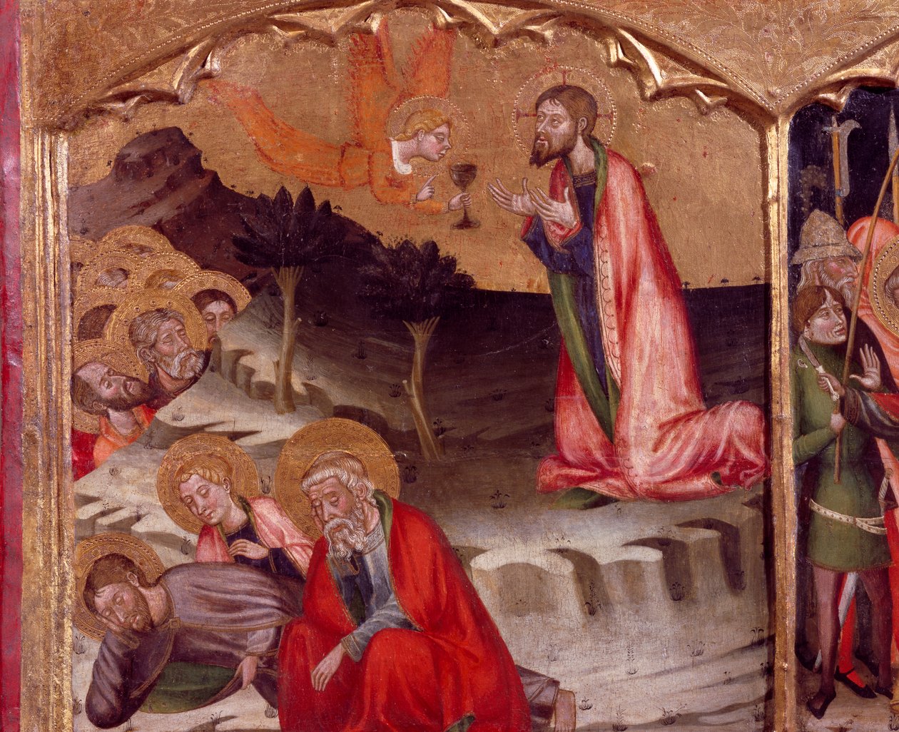Christus im Garten Gethsemane, ein Engel hält die Kommunion von Master of Rubió