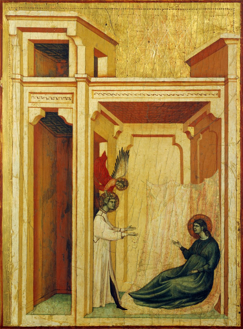 Engel krönt Valerian mit Rosen und Lilien, (Detail) von Master of Saint Cecilia