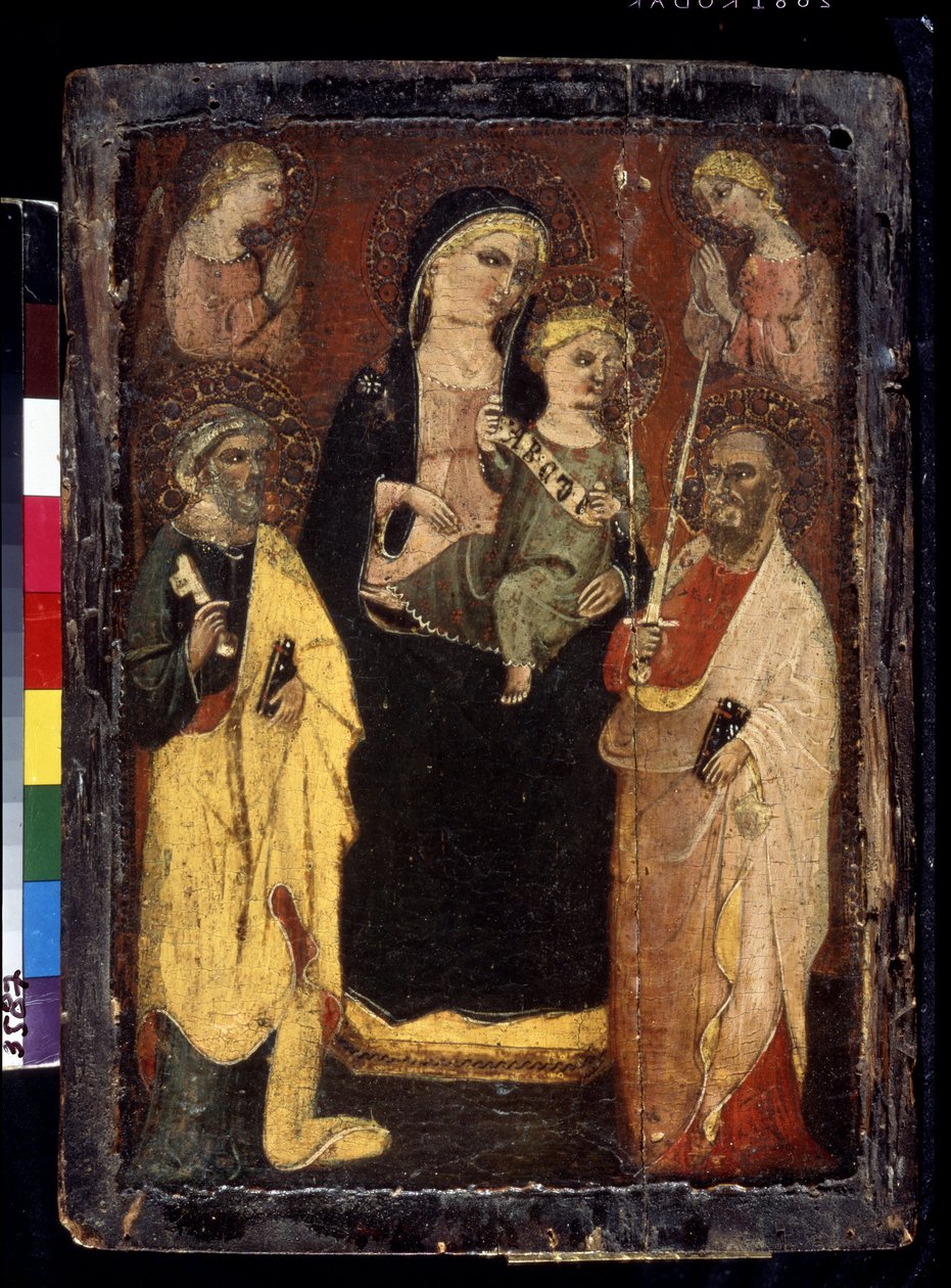 Die Jungfrau mit dem Kind, umgeben von den Heiligen Petrus und Paulus von Master of San Jacopo a Mucciana