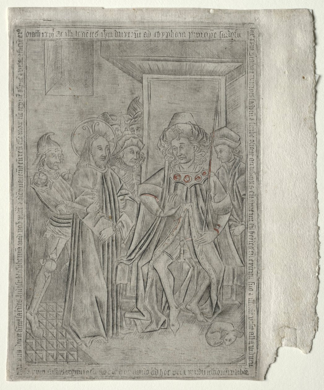 Die Passion: Christus vor Kaiphas von Master of the Banderoles