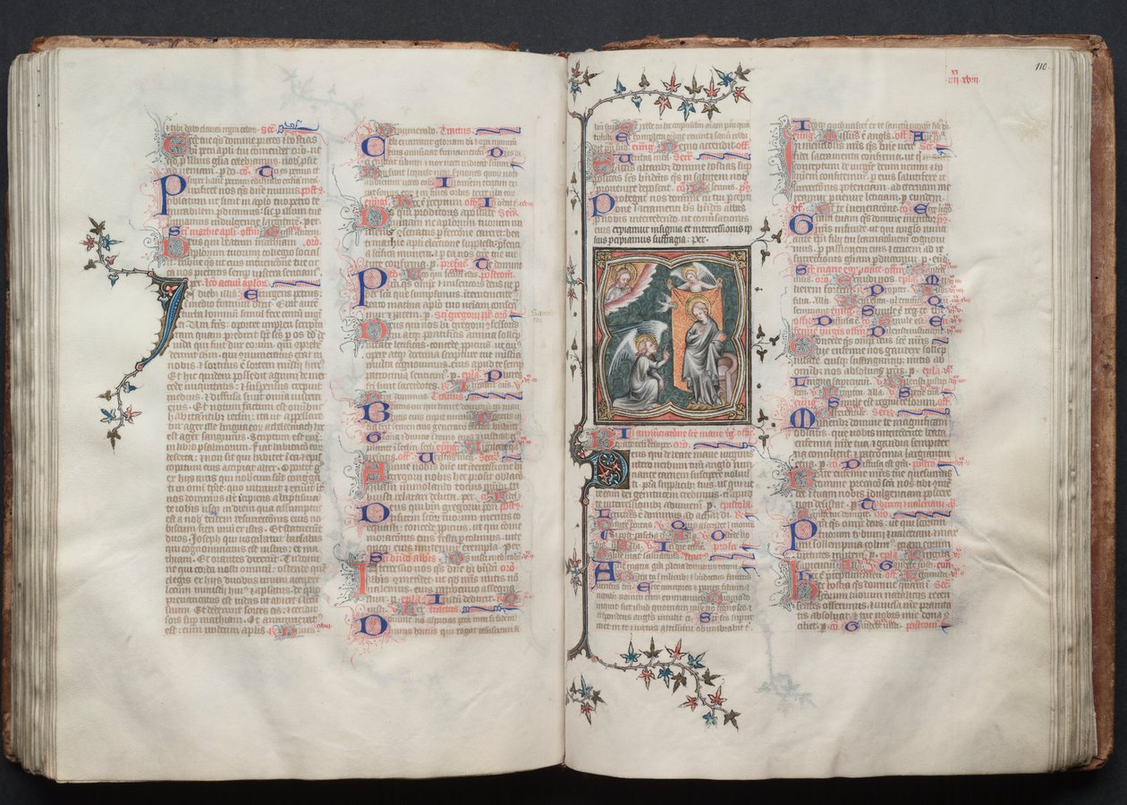 Das Gotha-Missale: Fol. 110r, Die Verkündigung, ca. 1375 von Master of the Boqueteaux