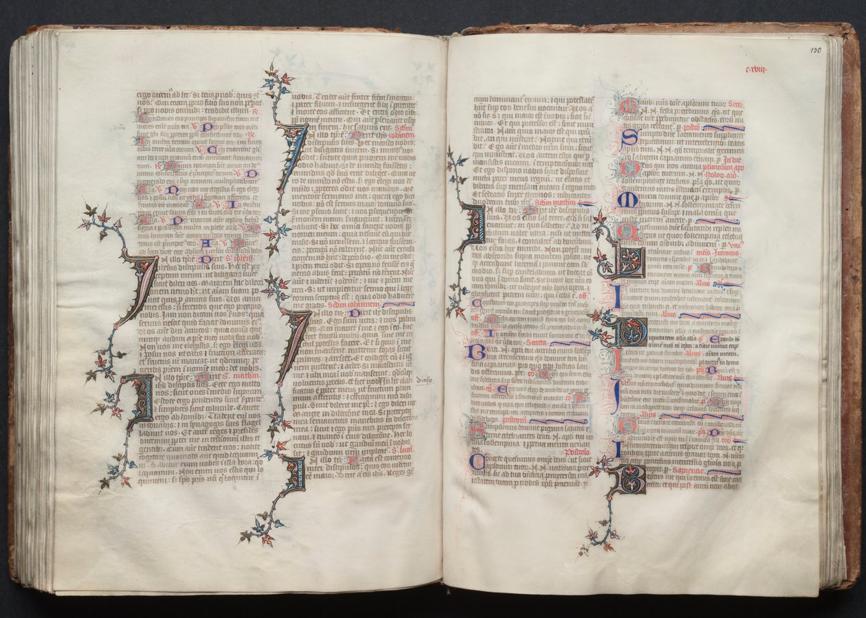 Das Gotha Missale: Fol. 129v, Text, ca. 1375 von Master of the Boqueteaux