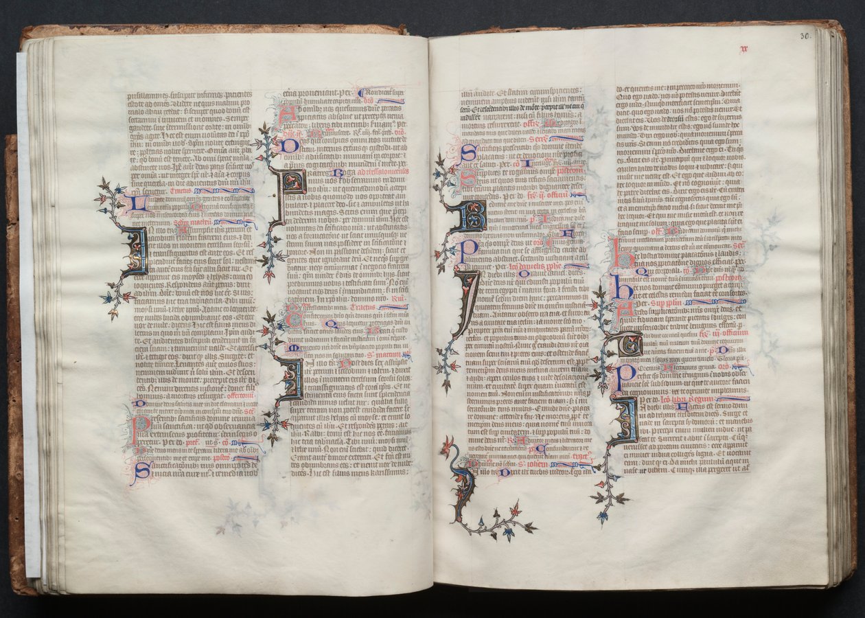 Das Gotha Missale: Fol. 29v, Text, ca. 1375 von Master of the Boqueteaux