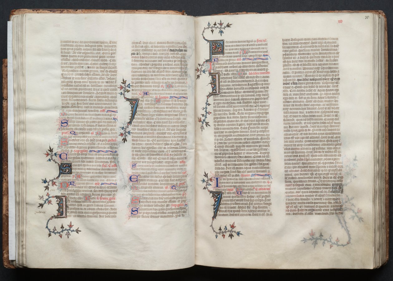 Das Gotha Missale: Fol. 34v, Text, ca. 1375 von Master of the Boqueteaux
