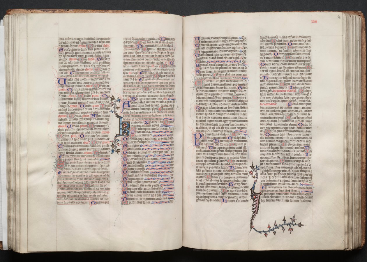 Das Gotha Missale: Fol. 53v, Text, ca. 1375 von Master of the Boqueteaux
