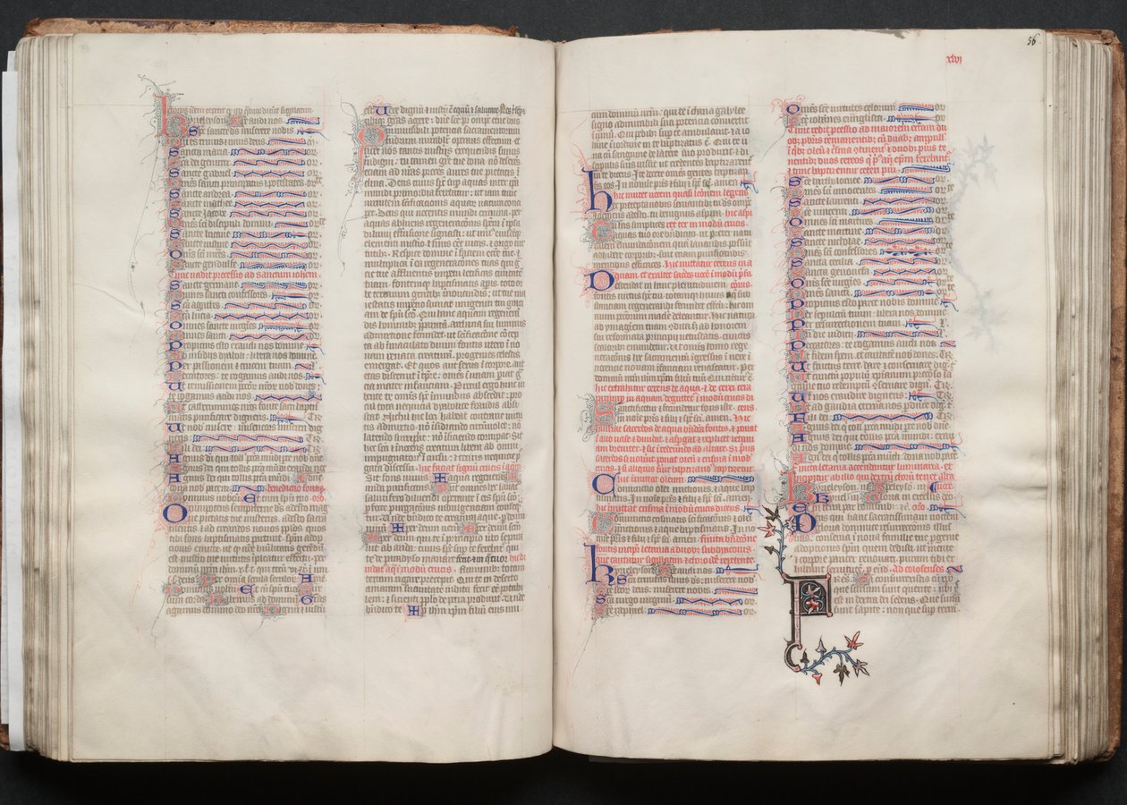 Das Gotha Missale: Fol. 56r, Text, ca. 1375 von Master of the Boqueteaux