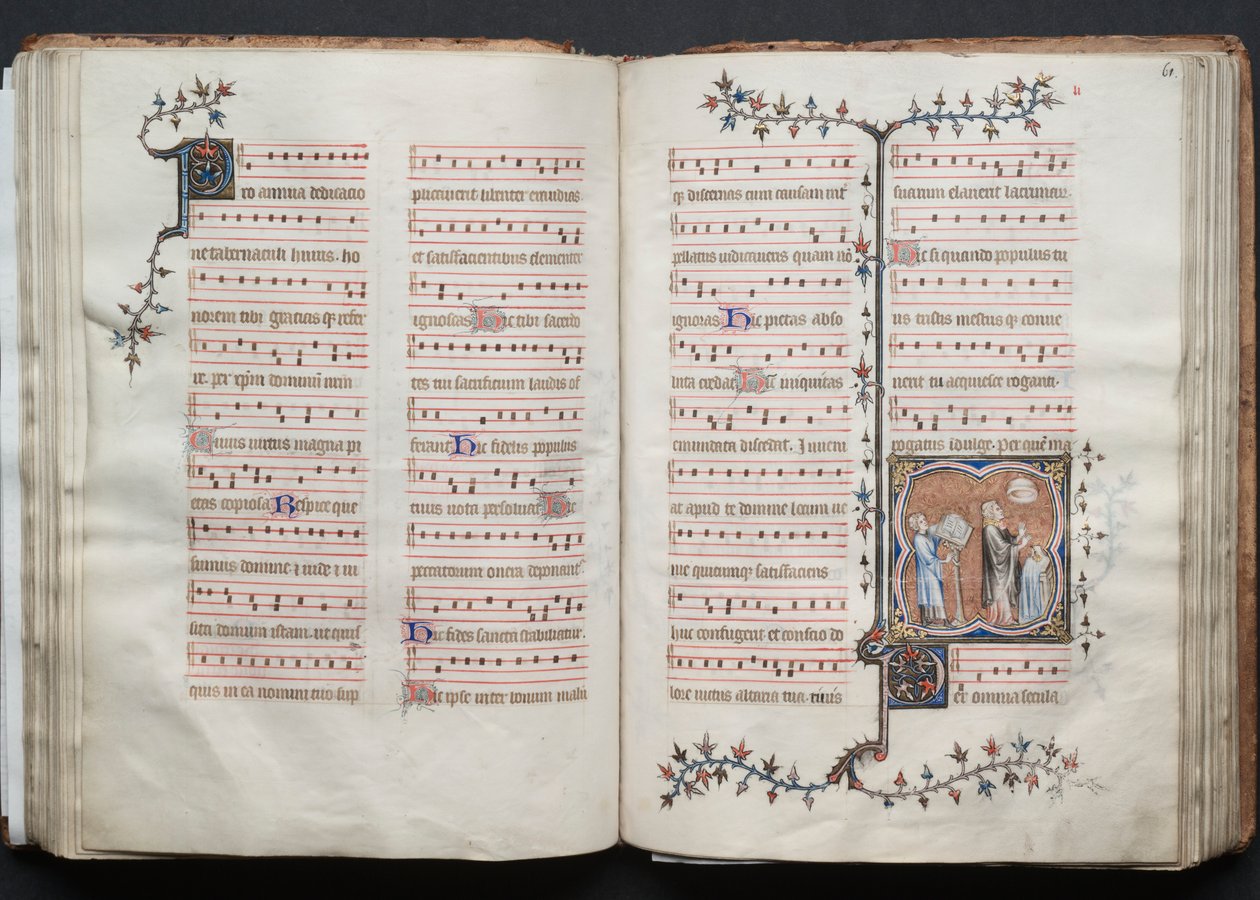 Das Gotha-Missale: Fol. 60v, Text, ca. 1375 von Master of the Boqueteaux
