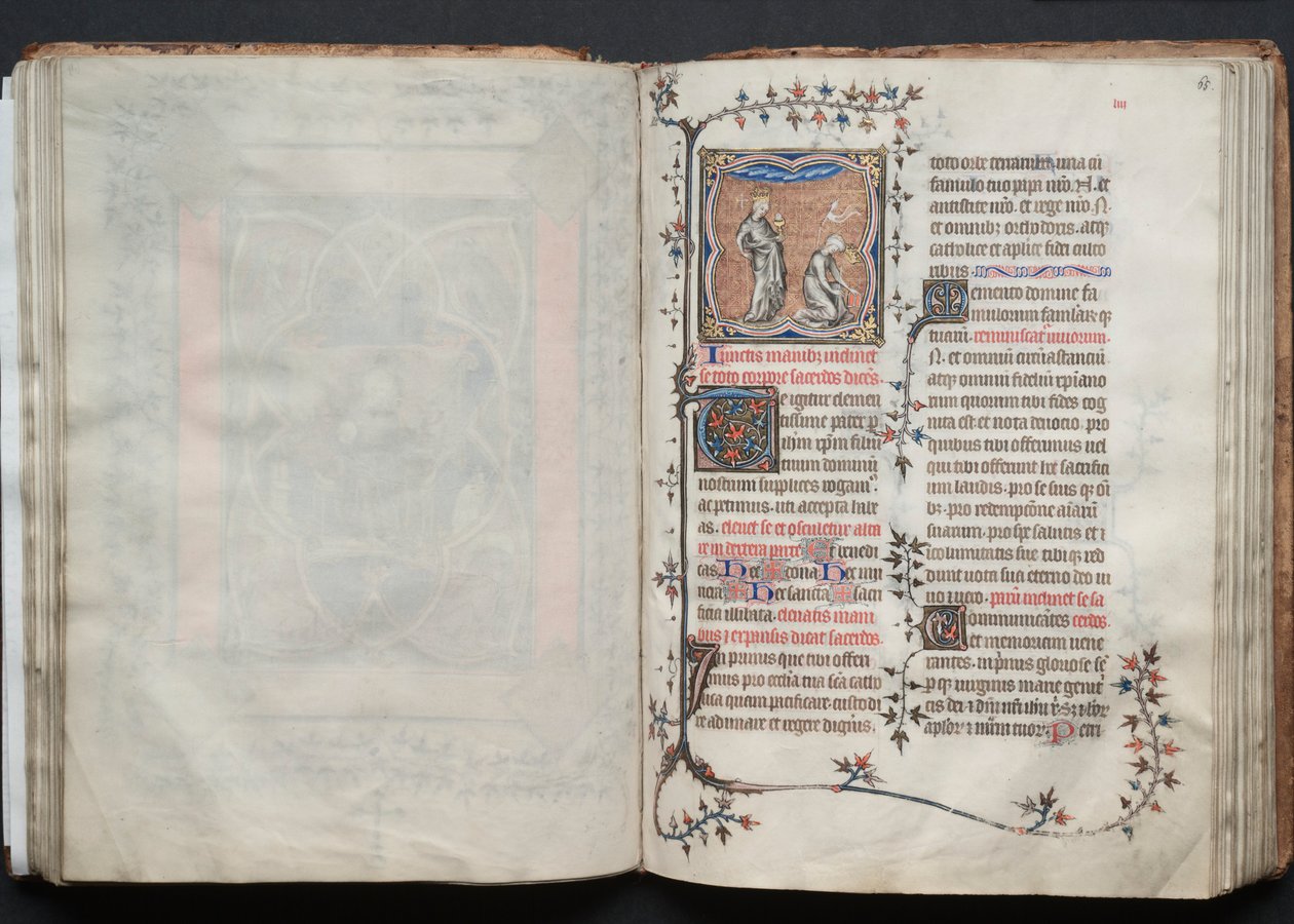 Das Gotha Missale: Fol. 64v, Text, ca. 1375 von Master of the Boqueteaux