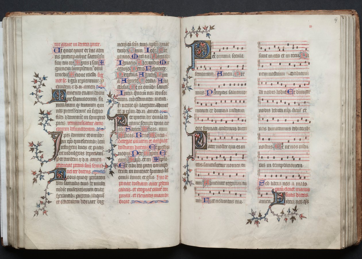 Das Gotha Missale: Fol. 67r, Text, ca. 1375 von Master of the Boqueteaux