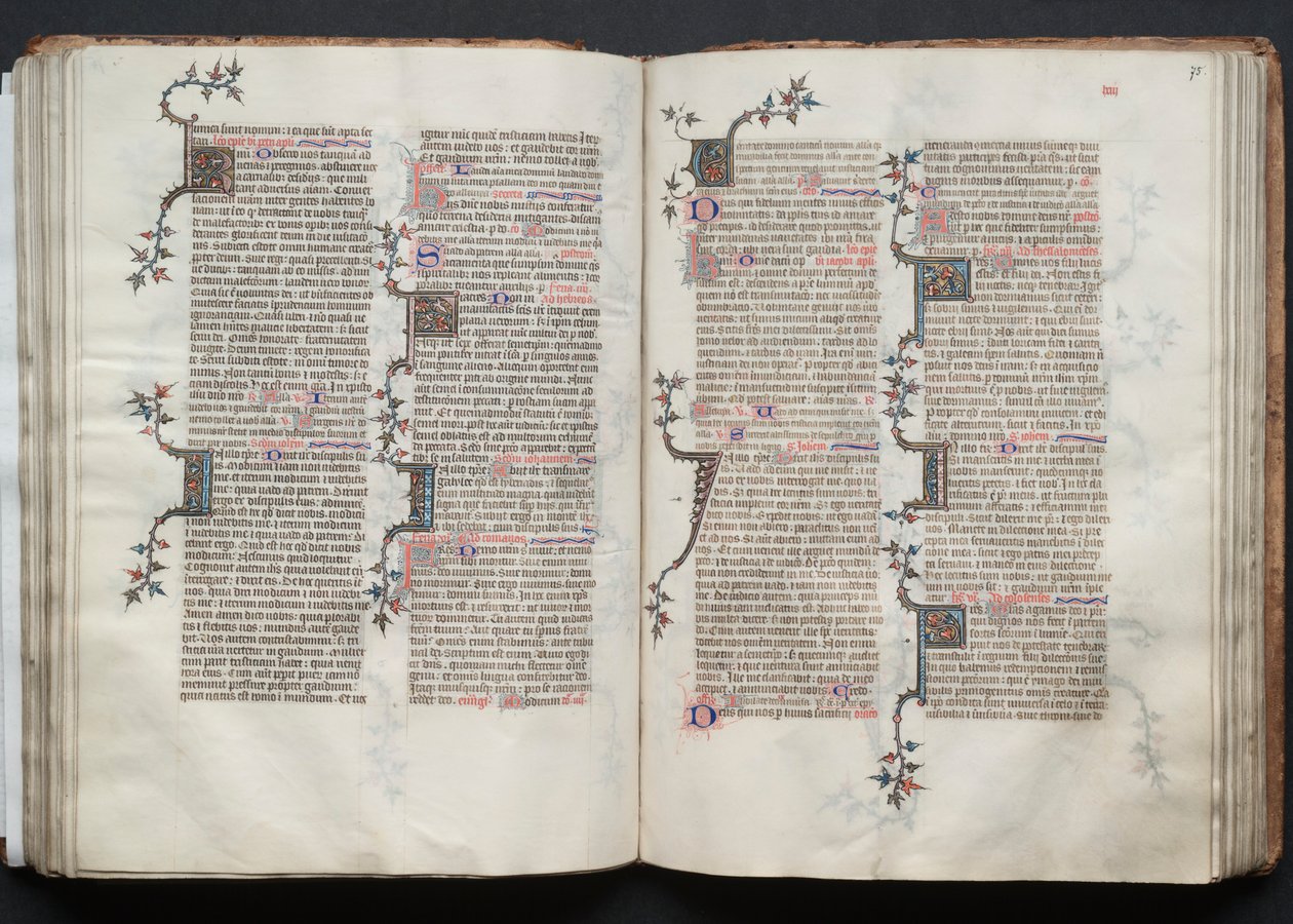 Das Gotha Missale: Fol. 74v, Text, ca. 1375 von Master of the Boqueteaux