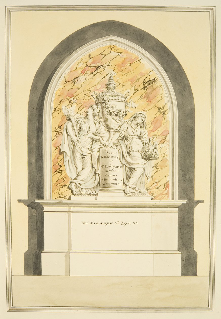 Grab von Mrs. Elizabeth Draper, gestorben 1835, in der Kathedrale von Bristol von Master of the Bristol Church Monuments